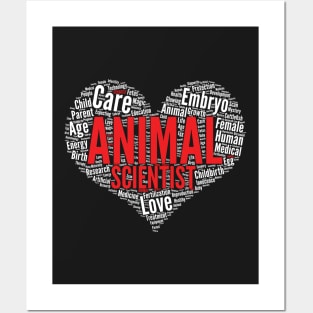 Animal Scientist Heart Shape Word Cloud Design graphic Posters and Art